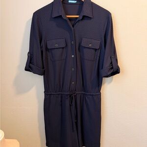 J McLaughlin Navy Button-Up Shirt Romper Medium